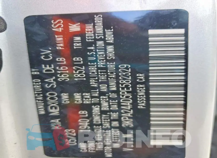 3KPA24AD5PE582329 Photo# 13