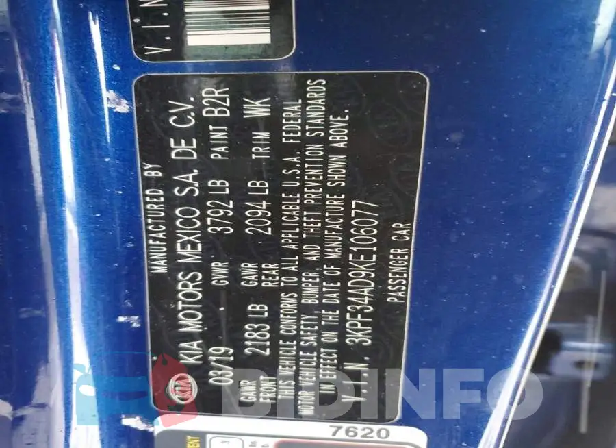 3KPF34AD9KE106077 Photo# 12