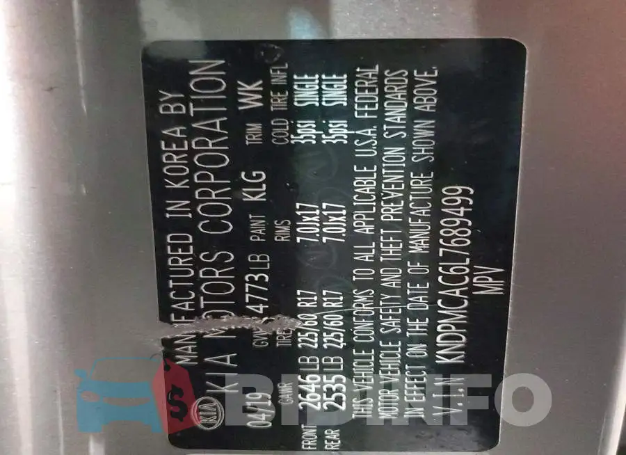 KNDPMCAC6L7689499 Photo# 12