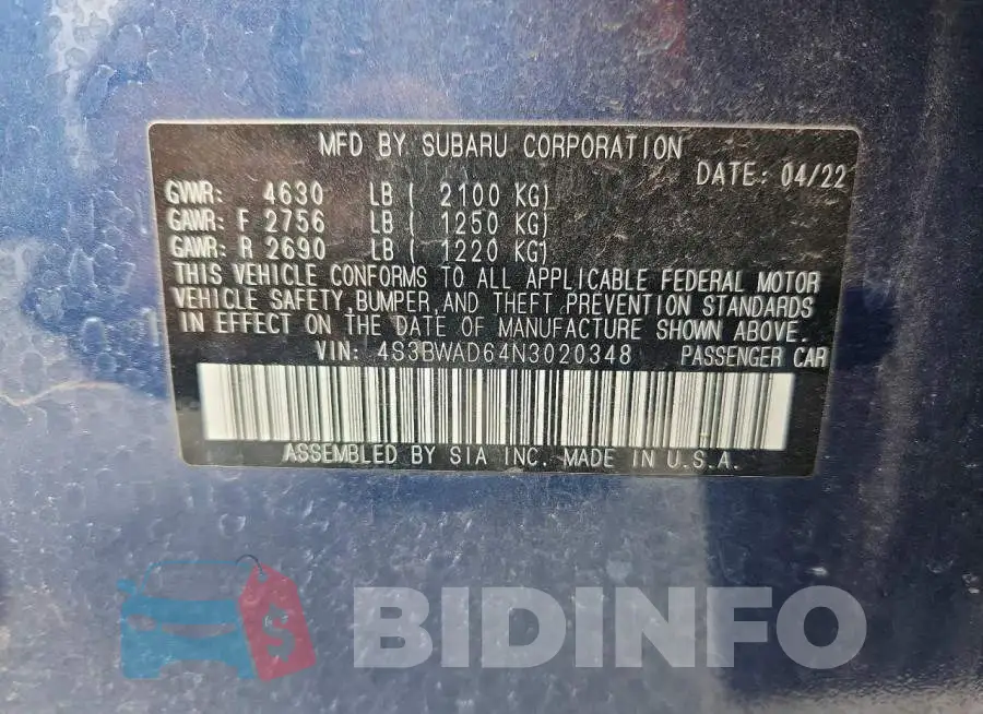 4S3BWAD64N3020348 Photo# 12