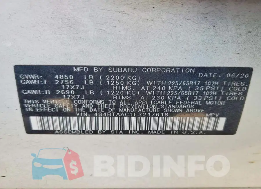 4S4BTAAC1L3217618 Photo# 14