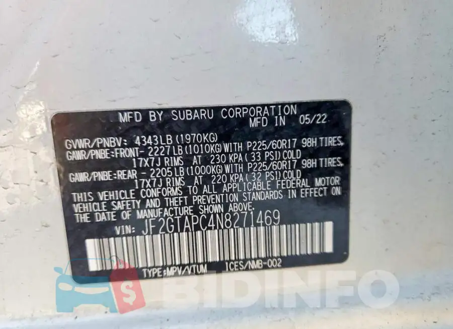 JF2GTAPC4N8271469 Photo# 13