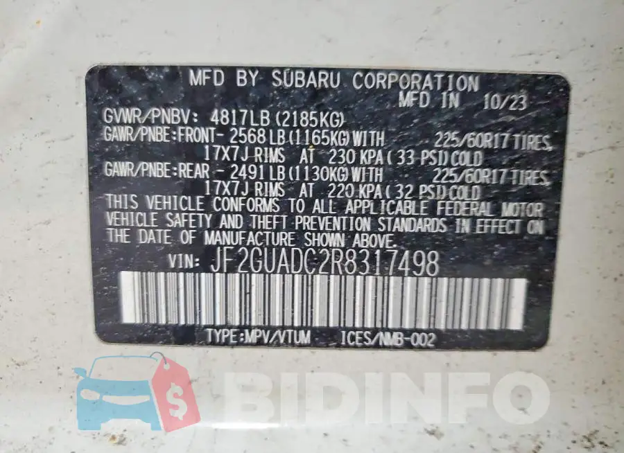 JF2GUADC2R8317498 Photo# 12