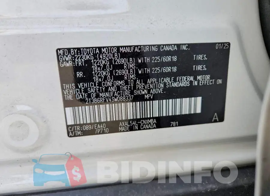 2T3B6RFV4SW088337 Photo# 13