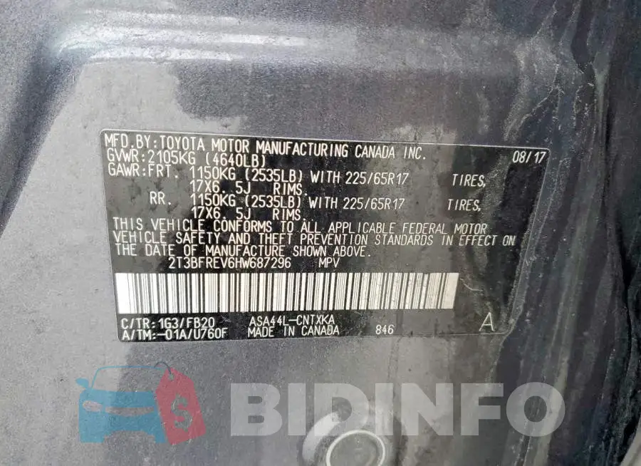 2T3BFREV6HW687296 Photo# 13