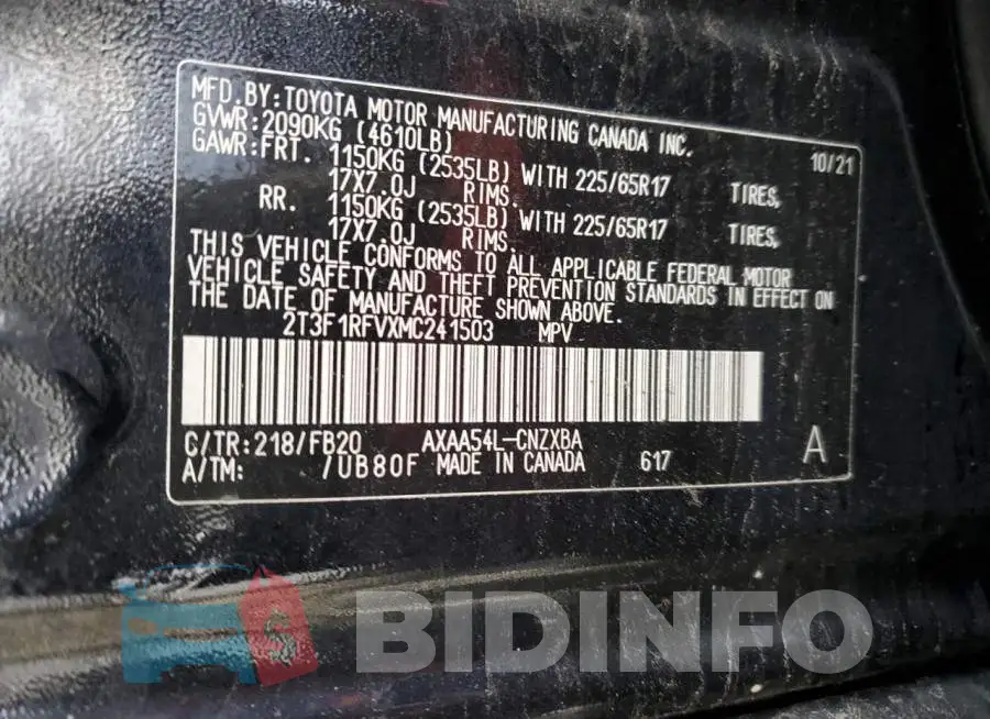 2T3F1RFVXMC241503 Photo# 13