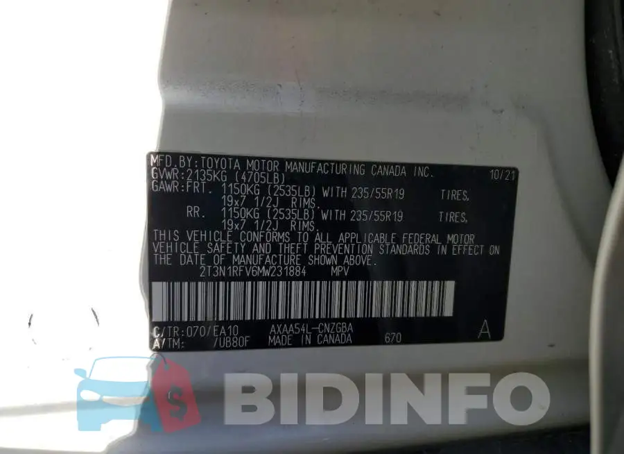 2T3N1RFV6MW231884 Photo# 13