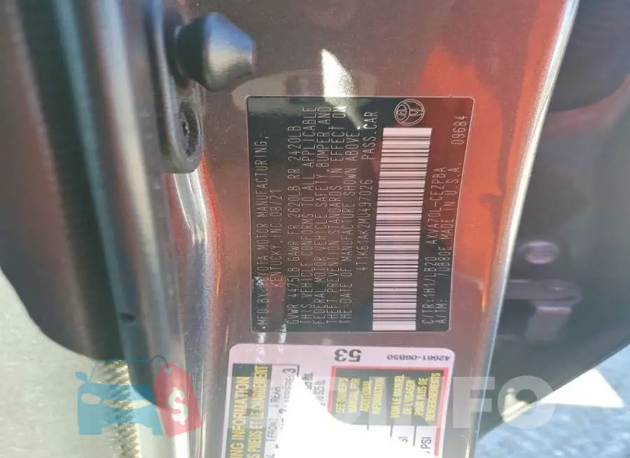 4T1K61AK2MU497026 Photo# 13
