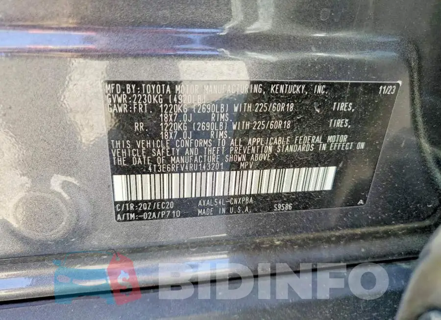 4T3E6RFV4RU143201 Photo# 13