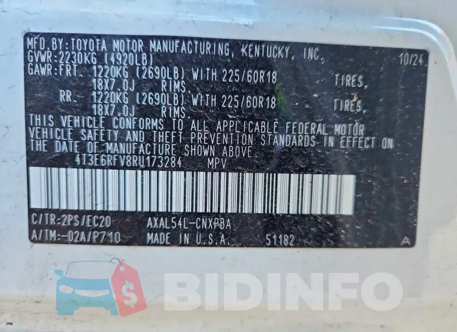 4T3E6RFV8RU173284 Photo# 13