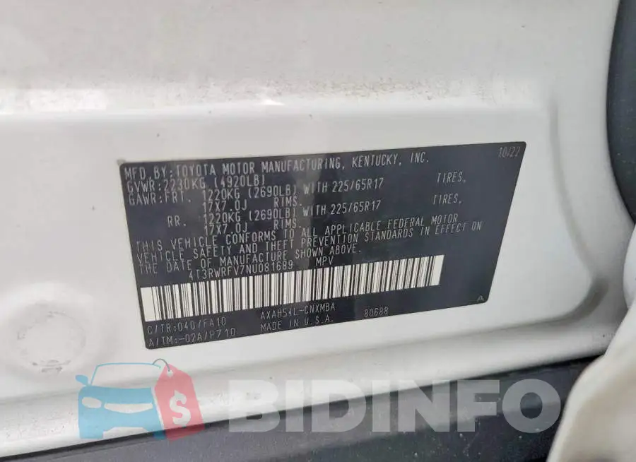 4T3RWRFV7NU081689 Photo# 13