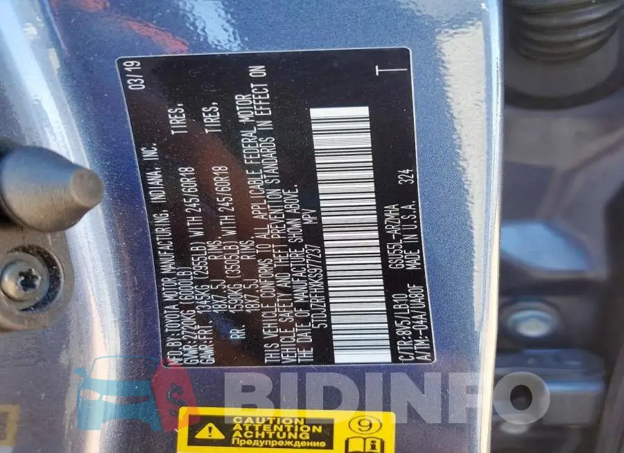 5TDJZRFHXKS977237 Photo# 13