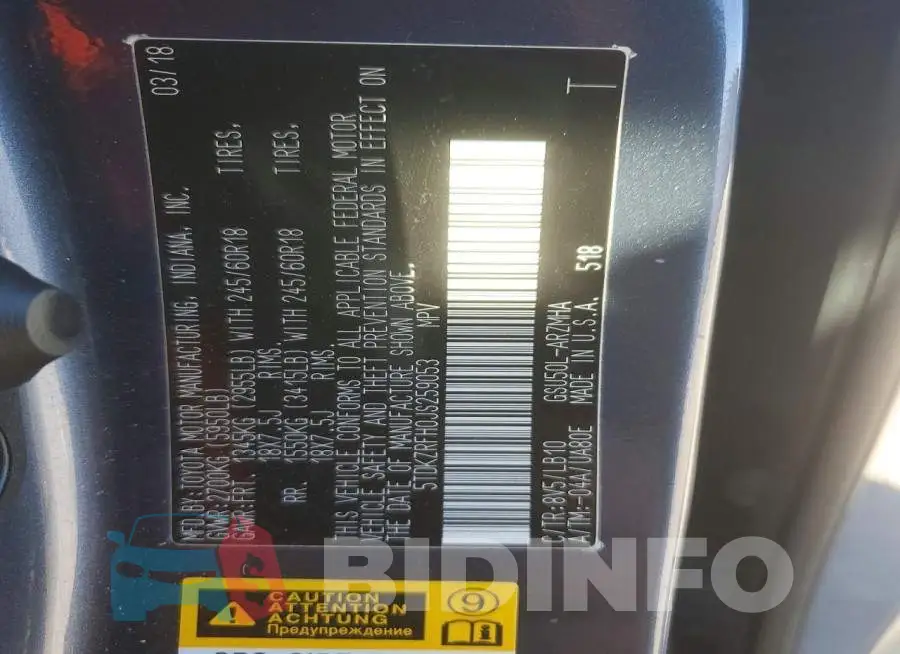 5TDKZRFH0JS259053 Photo# 14