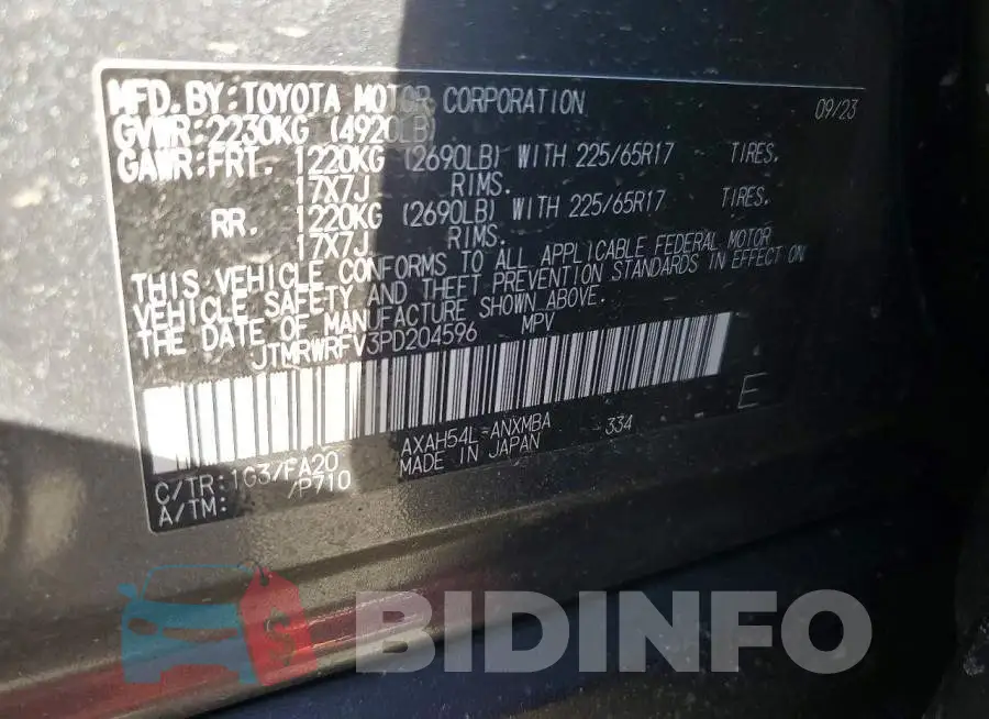 JTMRWRFV3PD204596 Photo# 13