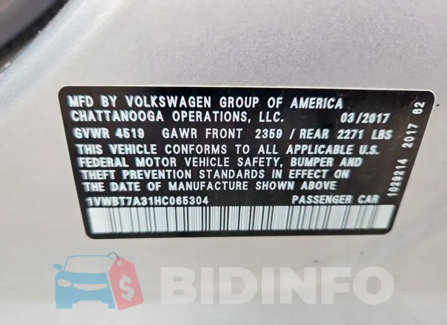 1VWBT7A31HC065304 Photo# 12