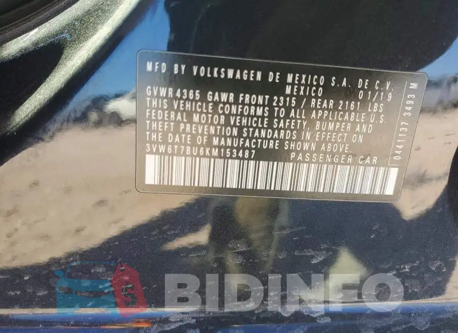 3VW6T7BU6KM153487 Photo# 13