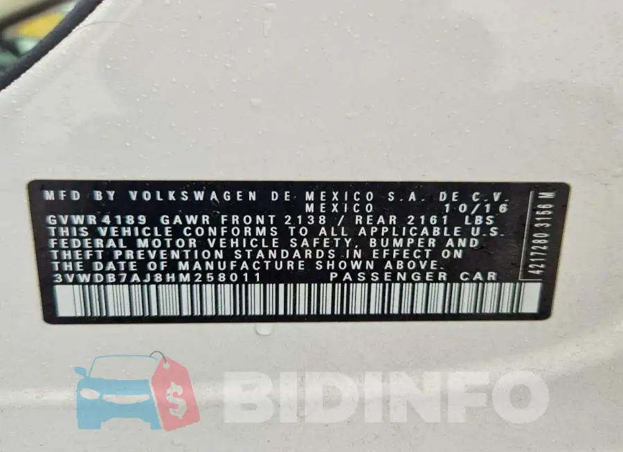 3VWDB7AJ8HM258011 Photo# 12
