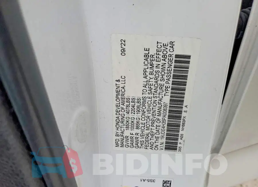 19UDE4H35PA008397 Photo# 12