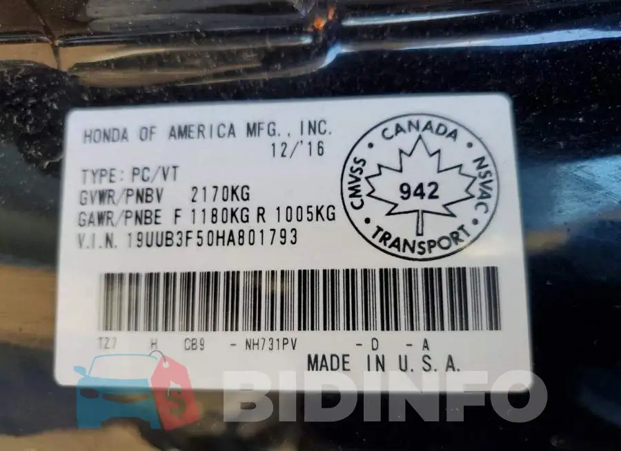 19UUB3F50HA801793 Photo# 12