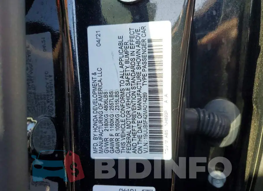 19UUB5F42MA014289 Photo# 12