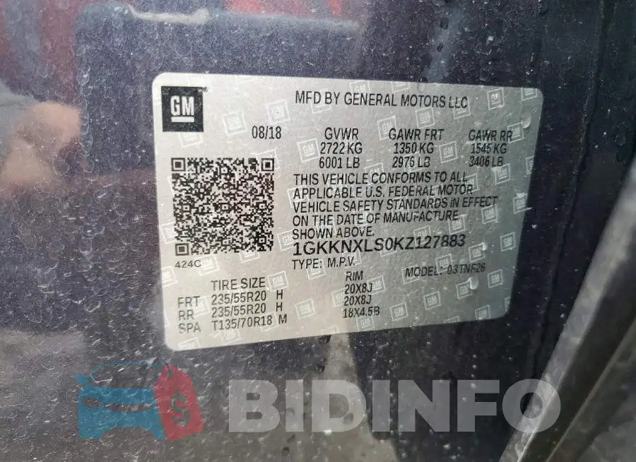 1GKKNXLS0KZ127883 Photo# 13