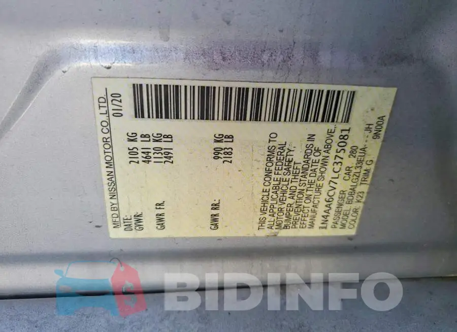 1N4AA6CV7LC375081 Photo# 13