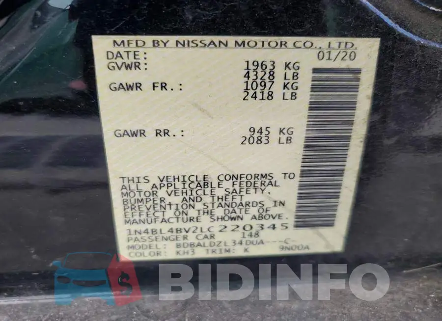 1N4BL4BV2LC220345 Photo# 12