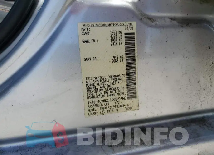 1N4BL4CV6KC188996 Photo# 13