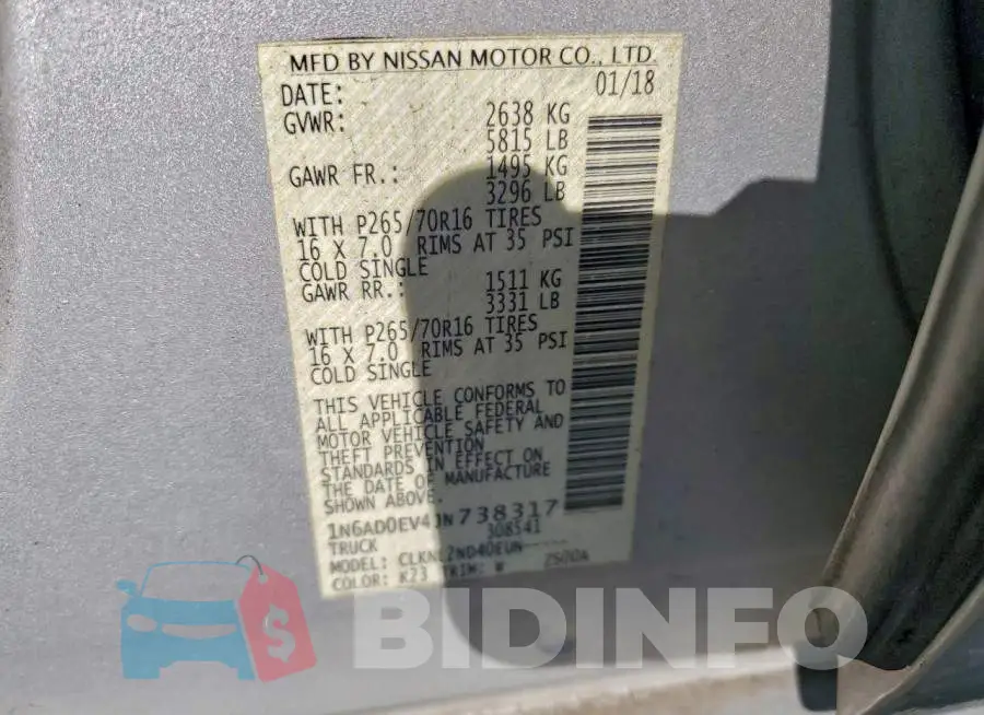 1N6AD0EV4JN738317 Photo# 12