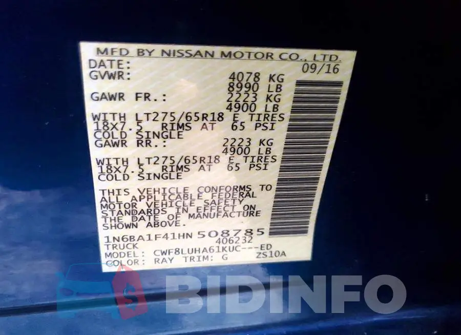 1N6BA1F41HN508785 Photo# 12