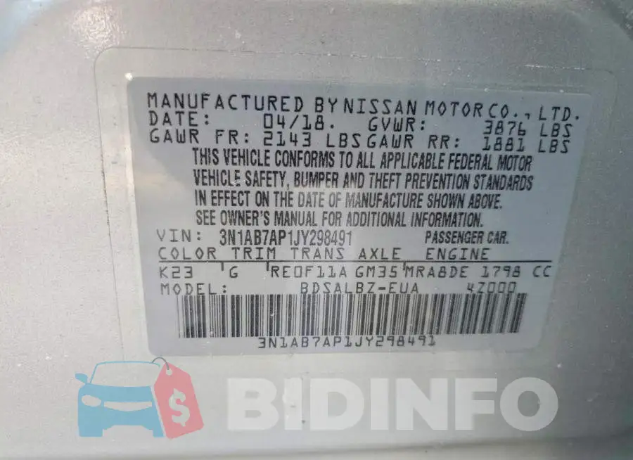 3N1AB7AP1JY298491 Photo# 12