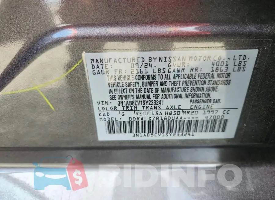 3N1AB8CV1SY233241 Photo# 12