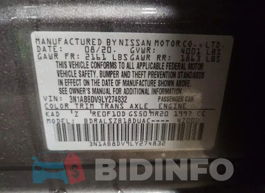 3N1AB8DV9LY274832 Photo# 12