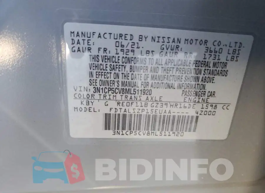3N1CP5CV8ML511920 Photo# 13