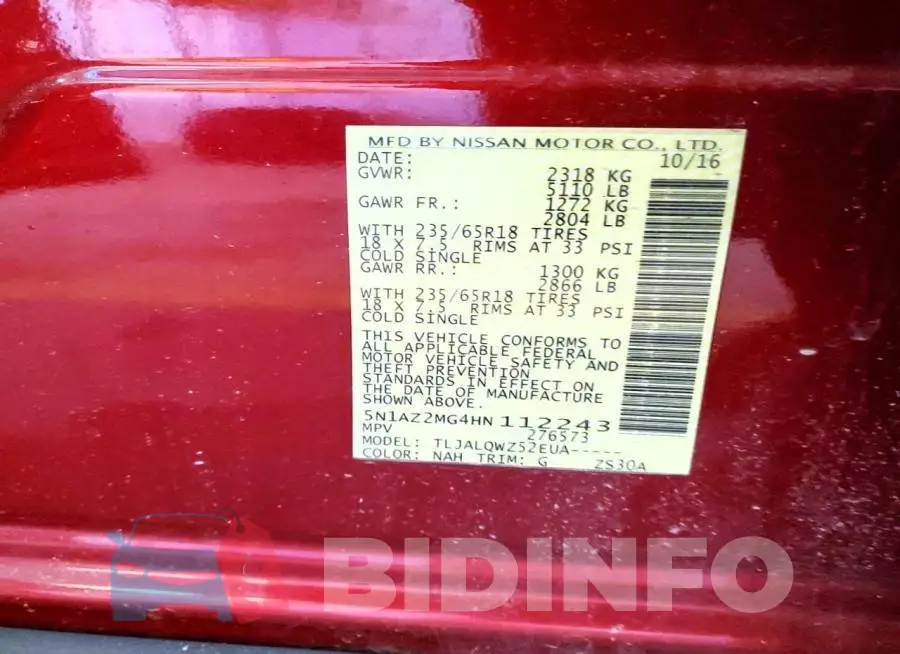 5N1AZ2MG4HN112243 Photo# 12
