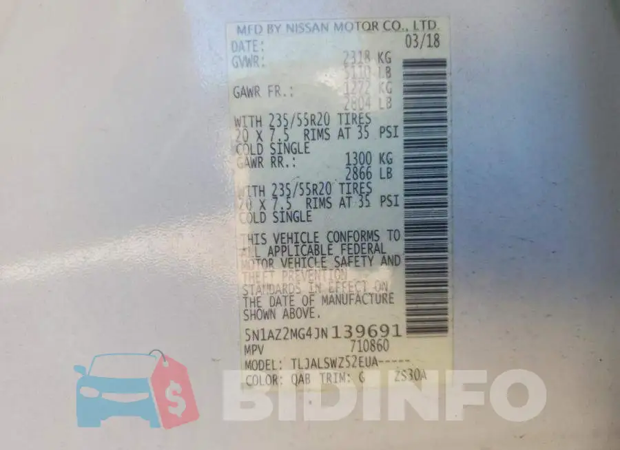5N1AZ2MG4JN139691 Photo# 13