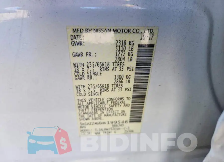 5N1AZ2MG6HN199546 Photo# 13