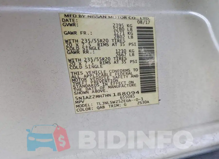 5N1AZ2MH7HN188094 Photo# 13