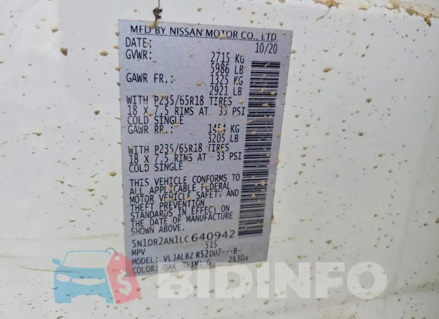 5N1DR2AN1LC640942 Photo# 13