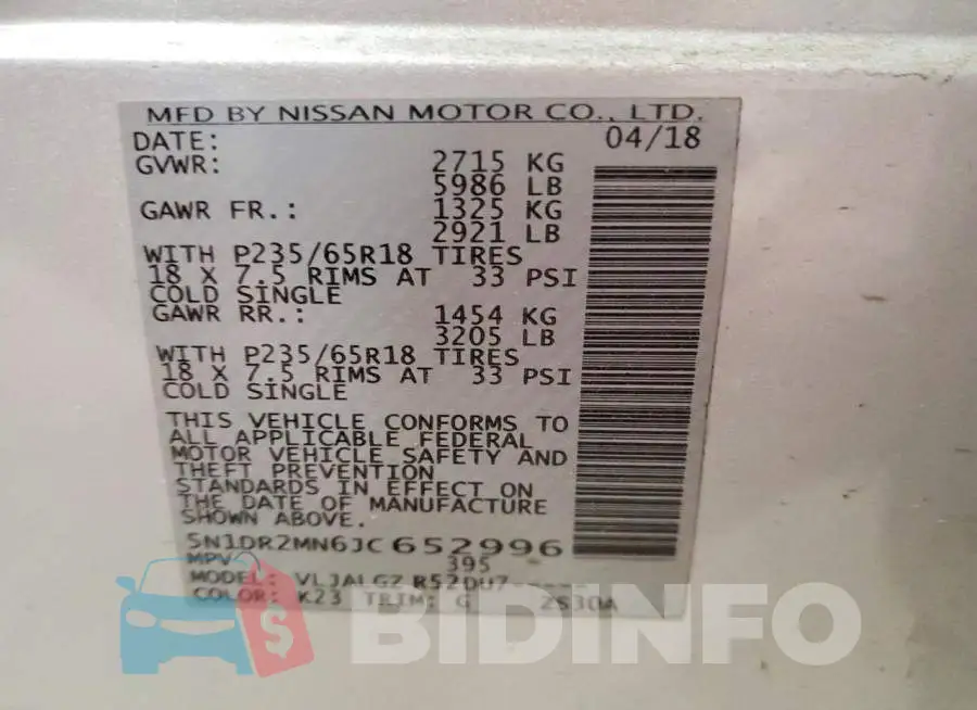 5N1DR2MN6JC652996 Photo# 13