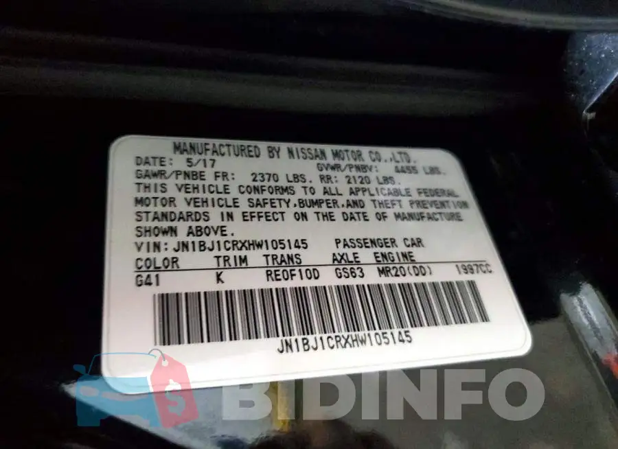 JN1BJ1CRXHW105145 Photo# 13