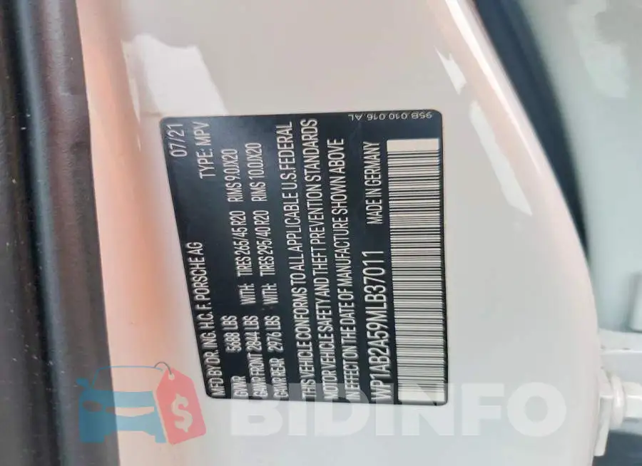 WP1AB2A59MLB37011 Photo# 13