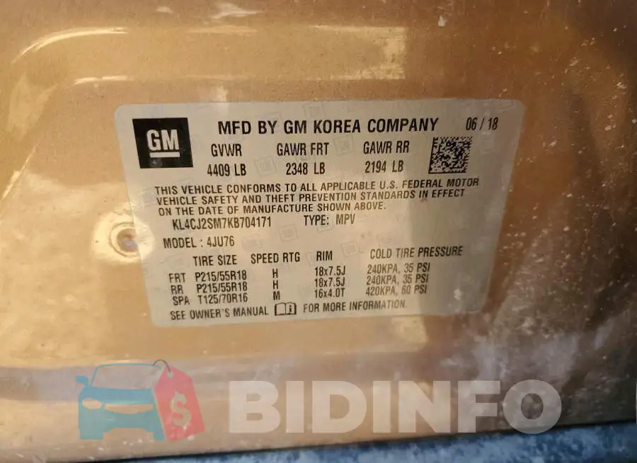 KL4CJ2SM7KB704171 Photo# 13
