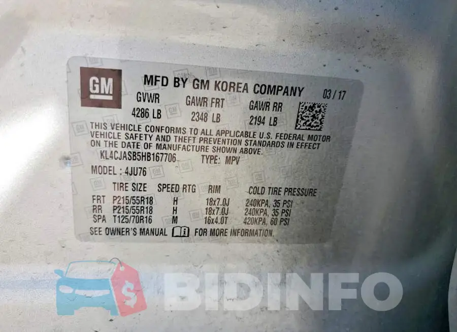 KL4CJASB5HB167706 Photo# 13