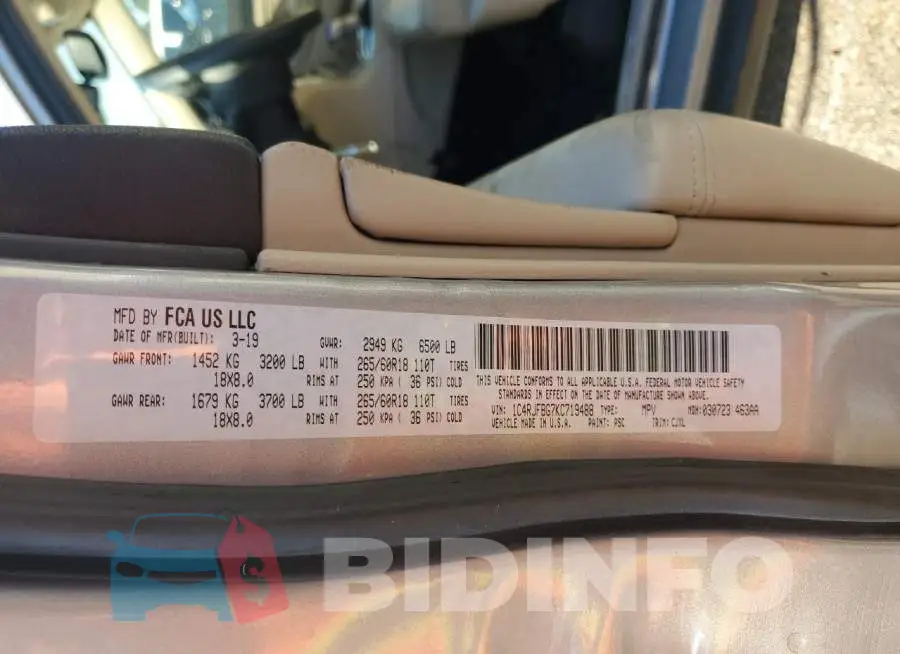 1C4RJFBG7KC719488 Photo# 13