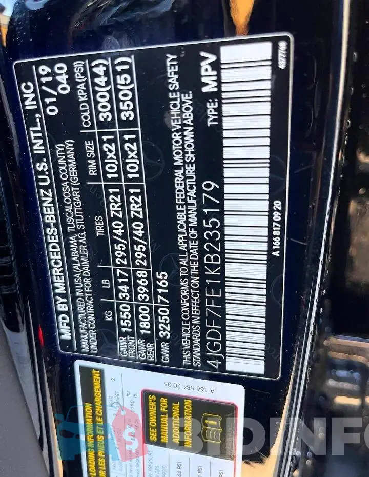 4JGDF7FE1KB235179 Photo# 10