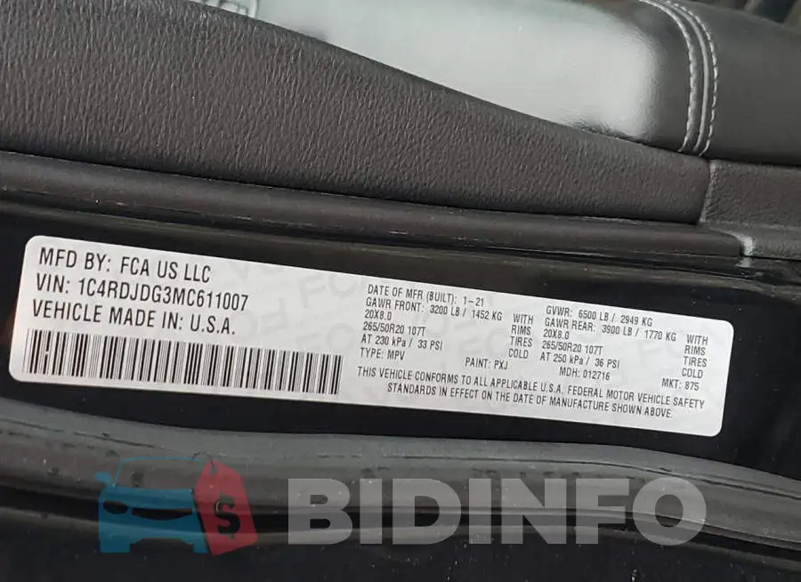 1C4RDJDG3MC611007 Photo# 14