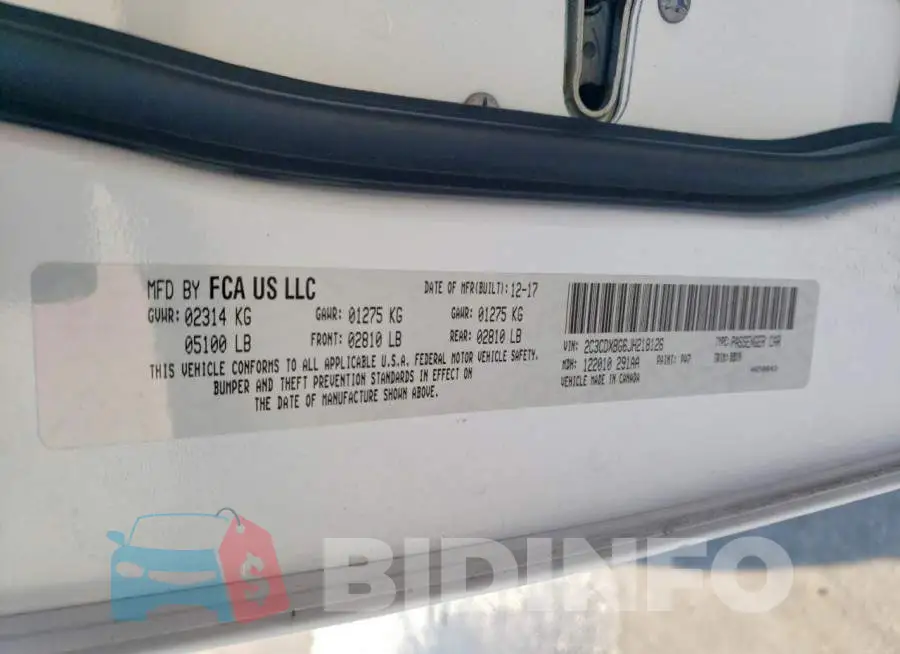 2C3CDXBG6JH218126 Photo# 12