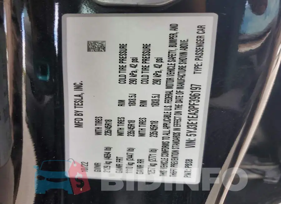 5YJ3E1EA3PF396197 Photo# 12