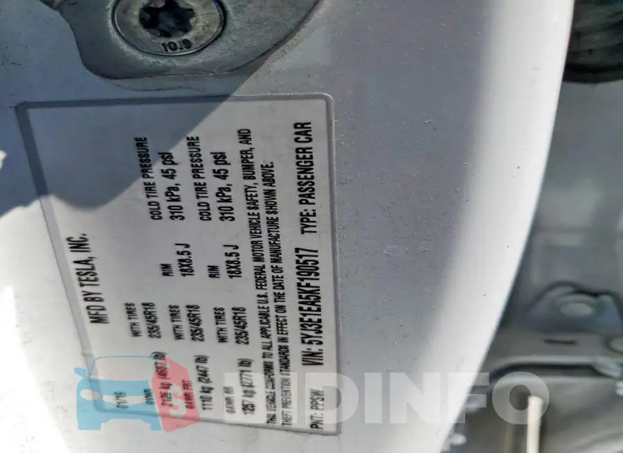 5YJ3E1EA5KF190517 Photo# 12